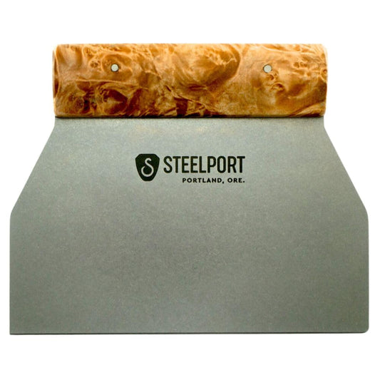 Steelport Bench Scraper | USA Made Dual Edge Stainless Steel Dough Cutter | 18-Gauge Steel Blade, Tapered Maple Burl Handle | Kitchen Gadgets for Bakers, Professionals, Home Cooks | Gift for Bakers