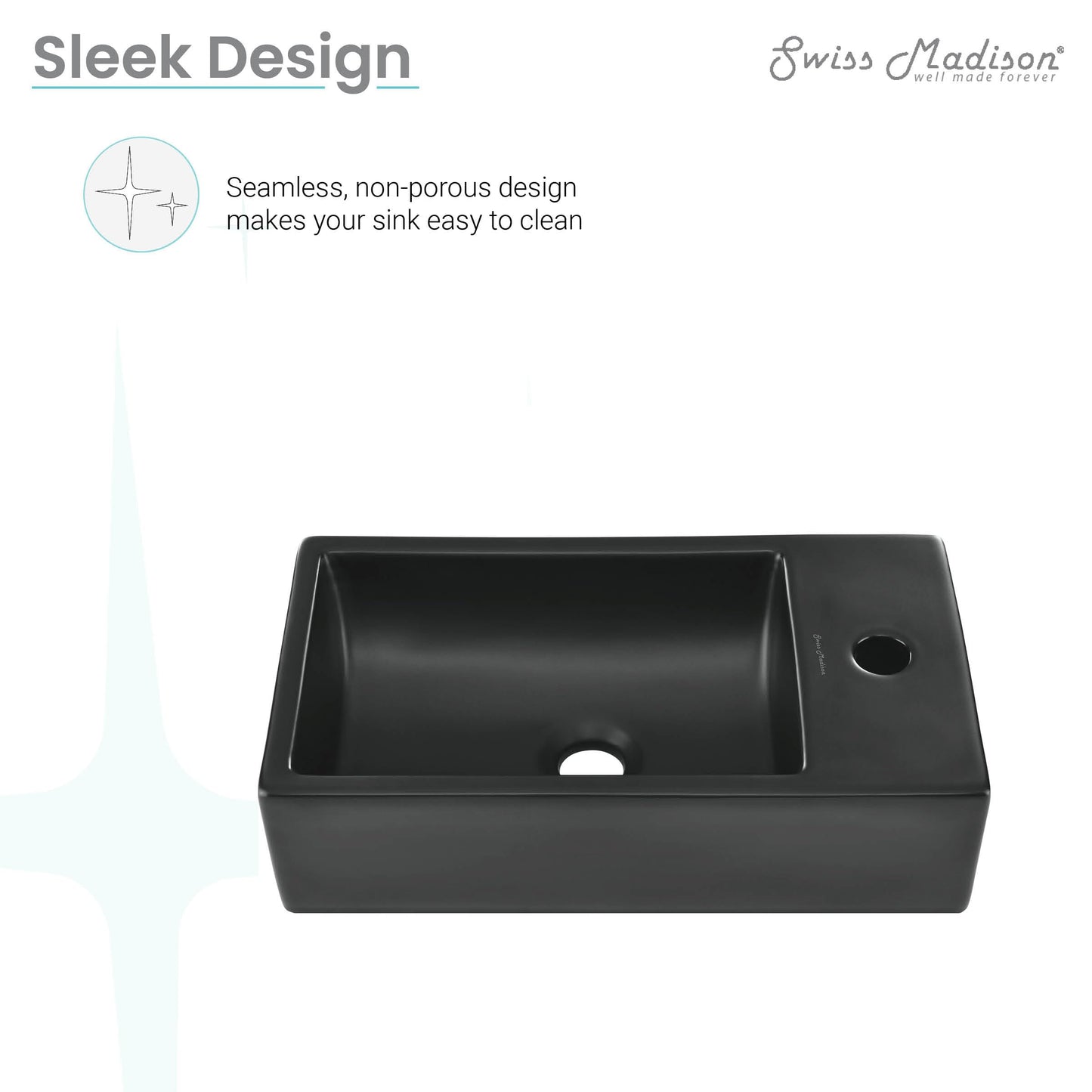 18" Ceramic Vanity Sink Top in Matte Black