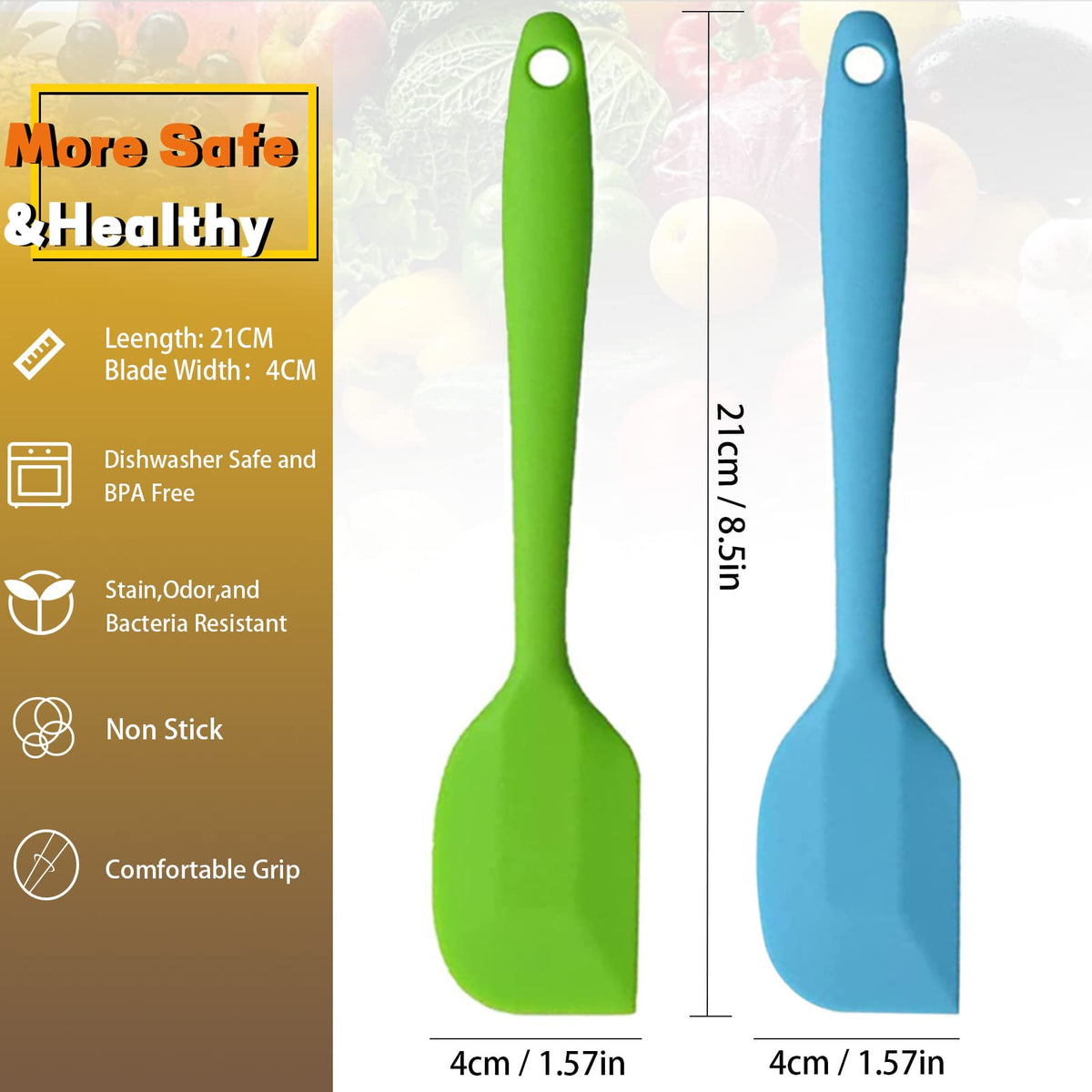 16 Pieces Silicone Spatula, 8.3 inch Small Spatulas Heat-Resistant Non-stick with Stainless Steel Core For Cake Cream Cooking Gadget