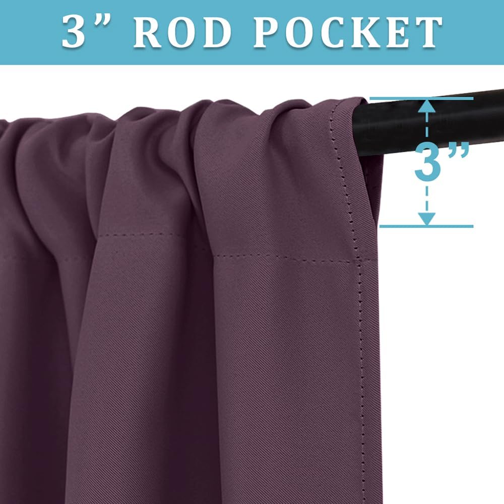 RYB HOME Bathroom Window Curtains - Blackout Curtains Small Window Short Drapes for Kitchen Bedroom Living Room Kids Nursery Room RV, W 42 x L 36 inch per Panel, Plum, 2 Pcs
