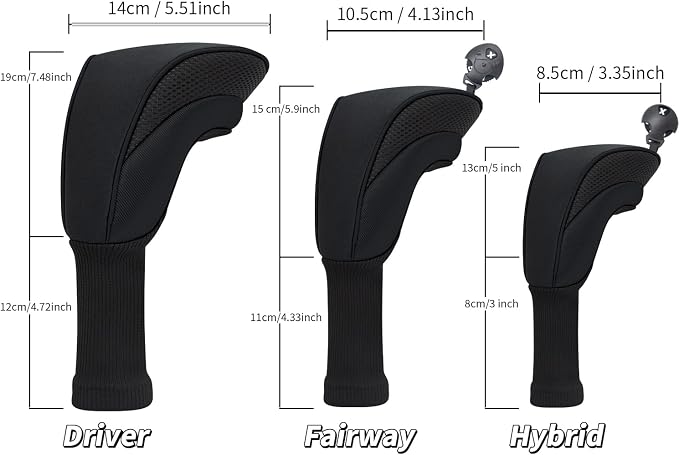 Wood Headcover Golf Club Covers Driver Headcovers Nylon Head Covers Designed to Fit All Woods - 3/4/5/6 Pack/Set Golf Accessories Suitable for Men and Women