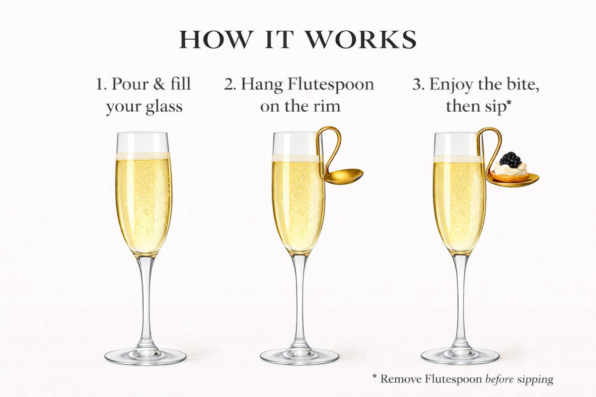 FluteSpoon™ Gold Rim-Hanging Champagne Spoon (4 Pack)