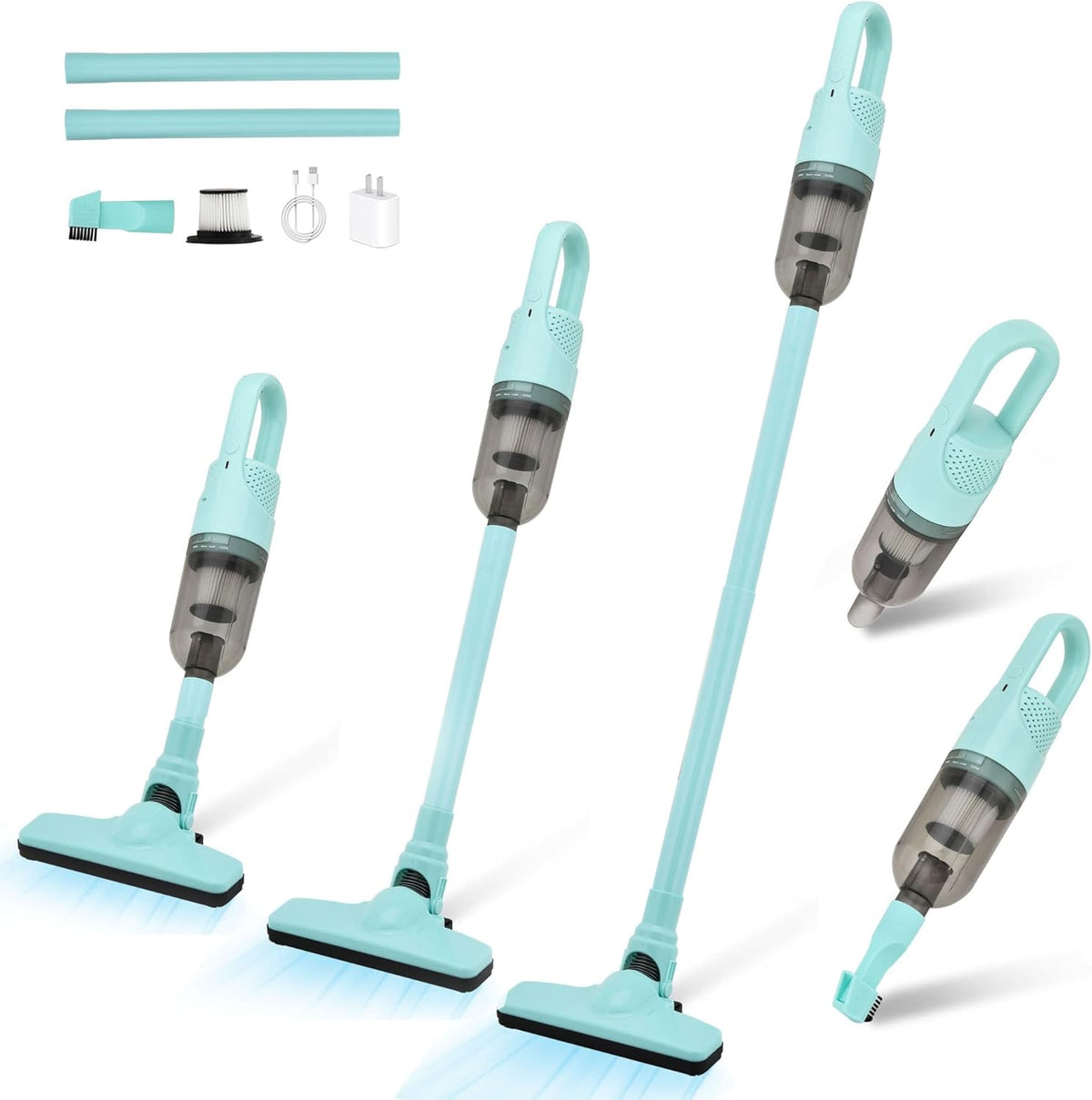 Handheld Vacuum Cleaner,Ultra-Lightweight Mini Portable Vacuums for Home, 6 in 1 Stick Vac Cleaners for Car,Pet Hair(Green Cordless)