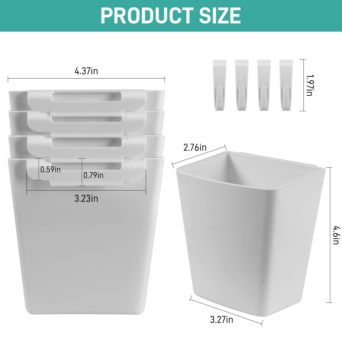 LEZIOA 5 Pack Hanging Cup Holders, Multipurpose Rolling Cart Accessories Utility Cart Accessories For Art Craft Supplies, Space Saving Hanging Storage Basket Pencil Holder Makeup Organizers (White)