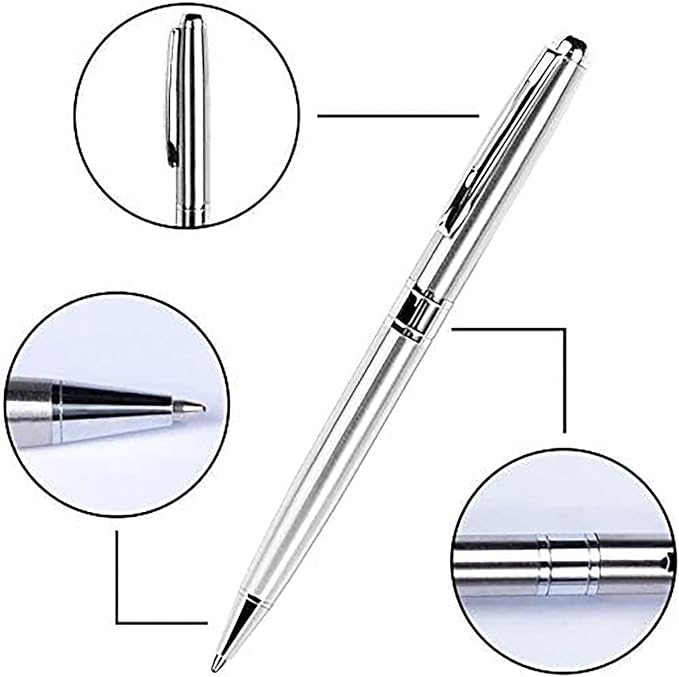 Cambond Ballpoint Pens Bulk Pens - Sliver Metal Pen Nice Luxury Pens for Men Business Office Police Comfortable Writing Twist Retractable 1.0 mm Medium Point Nice Pen, 5 Pack (Silver)