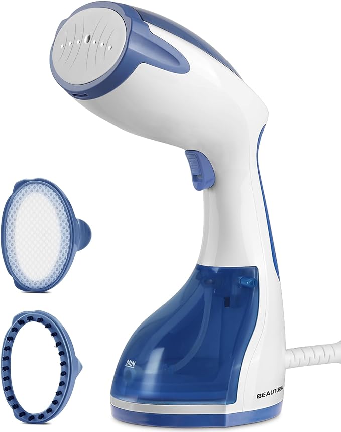 BEAUTURAL Steamer for Clothes, Portable Handheld Garment Fabric Wrinkles Remover, 30-Second Fast Heat-up, Auto-Off, Large Detachable Water Tank