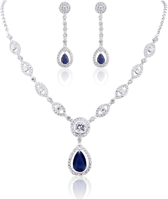 GULICX AAA Cubic Zirconia CZ Silver Plated Base Women's Party Jewelry Set Earrings Pendant Necklace