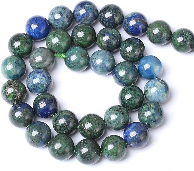 10MM 38PCS Natural Stone Lapis Chrysocolla Loose Beads for Jewelry Making DIY Bracelet