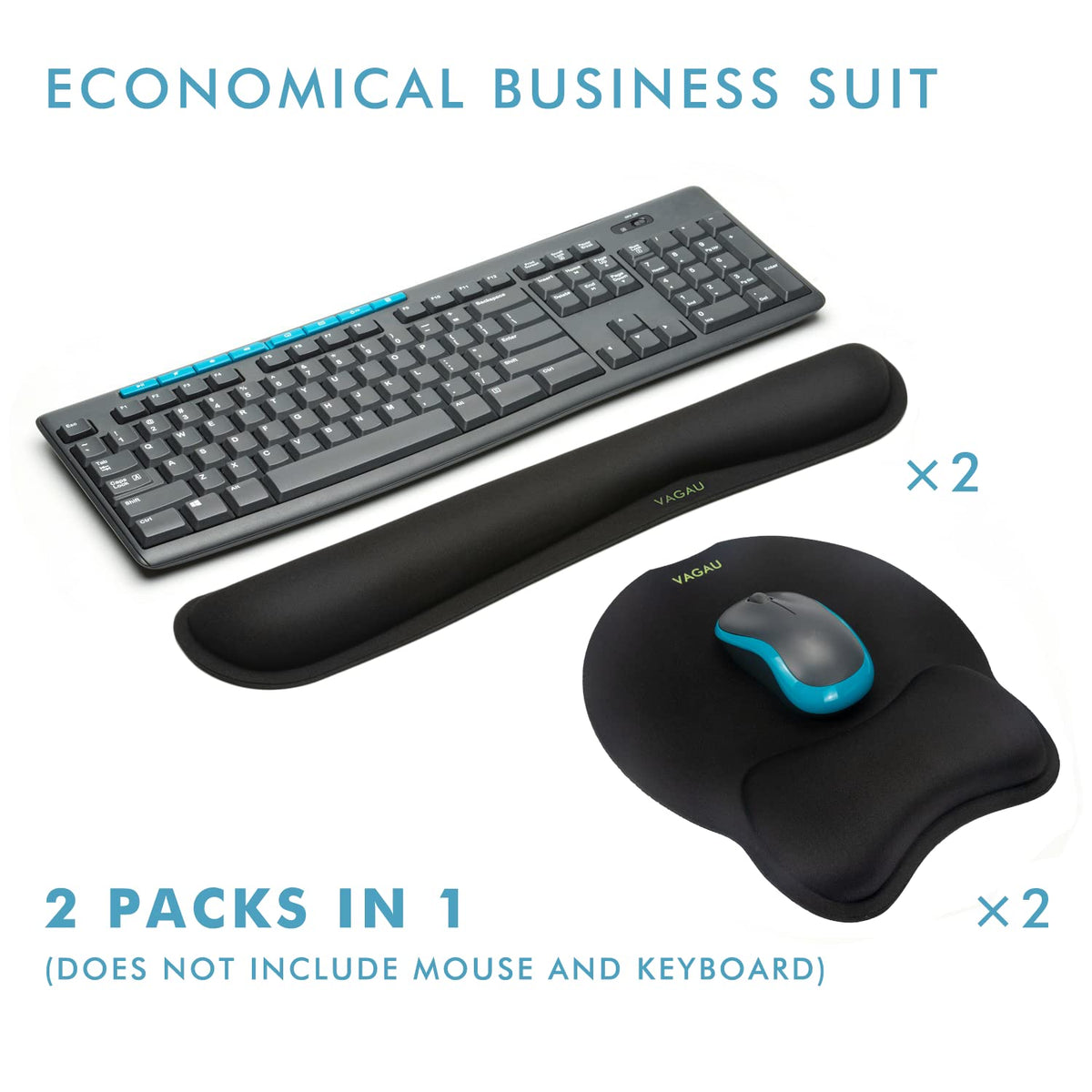 VAGAU Premium Keyboard Wrist Rest and Mouse Pad Wrist Support, Ergonomic Memory Foam Set for Office, Laptop, Mac, Computer and Gaming, Comfortable Typing &Wrist Pain Relief (2 Pack)