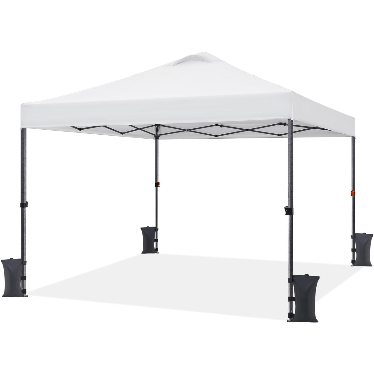 Yaheetech 10x10 Pop up Canopy Tent, Commercial 150D Silver Coated Fabric Outdoor Instant Tent w/Wheeled Bag, 4 Sandbags, 8 Stakes & 4 Ropes for Parties, Camping, Beach, White