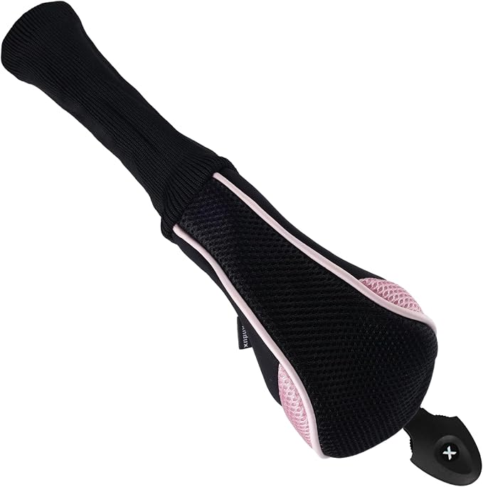 Andux 2 Pack Long Neck Golf Hybrid Club Head Covers Dial No. Tag CTMT-01 | Mesh Breathable material | all the Same Size | Coloured Piping | Pull-On Closure