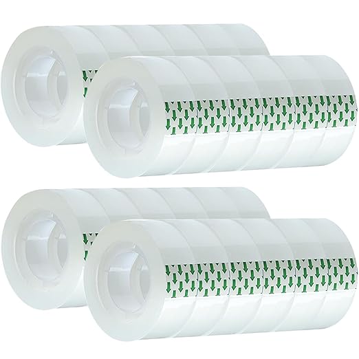 Transparent Tape Refill Rolls for Dispenser, Tear by Hand,24 Rolls x 900 inches