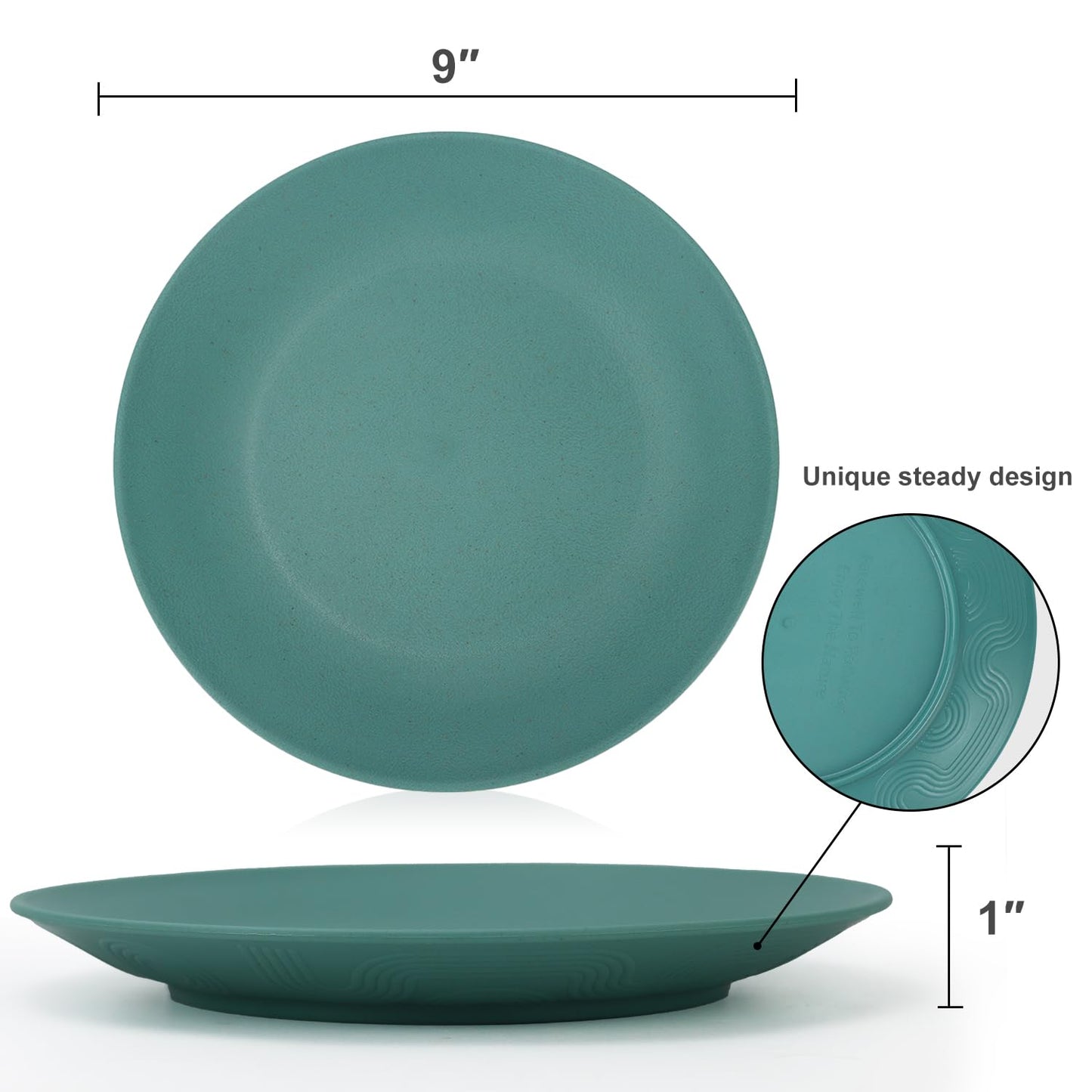 Homienly Wheat Straw Plates Unbreakable Flat Salad Plates Set of 8 Reusable Dinner Plate for Kitchen, Camping, RV, Microwave and Dishwasher Safe Plate Heavy Duty Paper Plates Alternative (Multi, 9in)