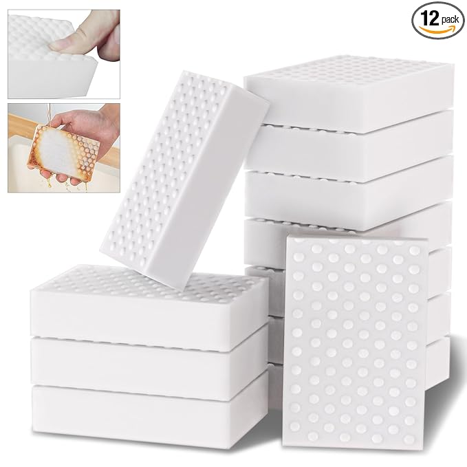 12 Pack 2.5 x Density Magic Erasers Cleaning Sponge Multi-Functional Melamine Sponges Foam Pad, Non-Scratch Scrub Sponge Household Cleaning Dish Sponge for Kitchen, Bathroom, Wall, Floor