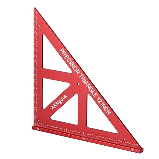 Precision Triangle Square 12inch, Metric & Imperial Scale Framing Square for Precise 90 and 45-Degree Measurement, Aluminum Alloy Architect Ruler for Carpenter