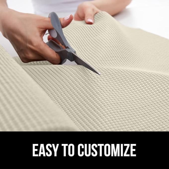 GORILLA GRIP powerGRIP Drawer Shelf and Cabinet Liner, Thick Strong Hold, Non-Adhesive Liners Protect Kitchen Cabinets and Cupboard, Bathroom Drawers, Easy Install, Breathable Mat, 12" x30', Cream