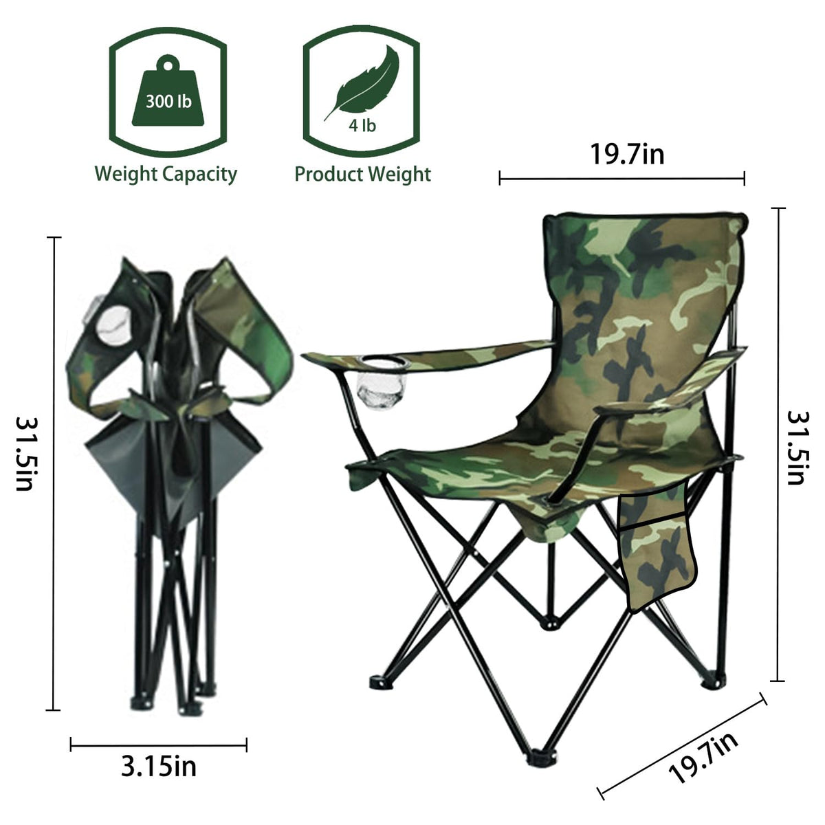 Damei century Folding Camping Chairs- Lightweight, Portable Chair for Beach, Lawn, Outdoor Sports,2PCS Camouflage
