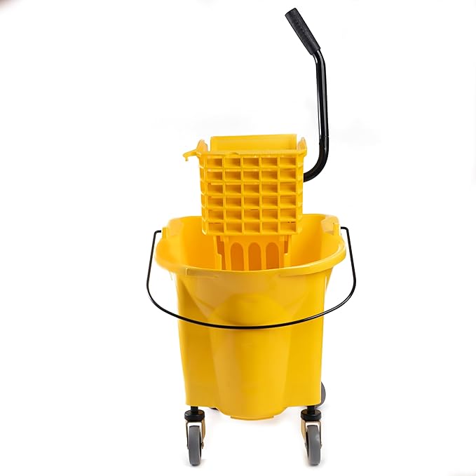Matthew Cleaning 38 Quart Commercial Mop Bucket INCL.Wet String Mop with Side Press Wringer On Wheels,Heavy Duty Tandem Portable Floor Cleaning Wavebrake,Ideal for Household,Industrial,Restaurant
