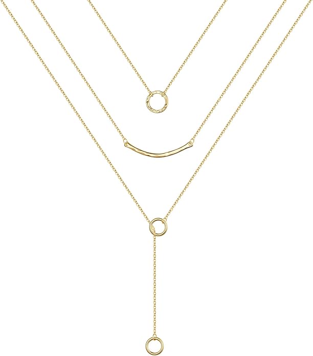 Turandoss Gold Layered Necklaces for Women - 14K Gold Plated Handmade Multilayer Bar Pearls Coin Disc Moon Butterfly Medallion Adjustable Dainty Layered Choker Necklaces for Women Jewelry