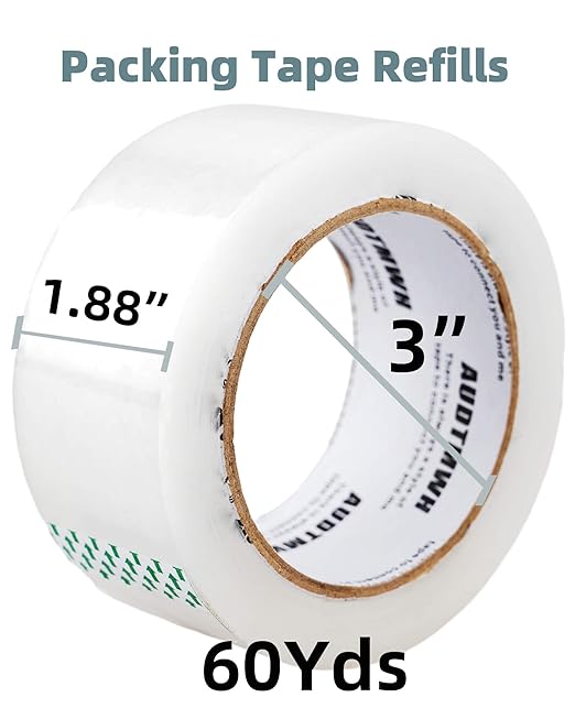 Packing Tape Refills, Clear Packaging Tape Heavy Duty Designed for Moving, Shipping and Packing, Mailing,1.88" x 60 yds, 4 Rolls