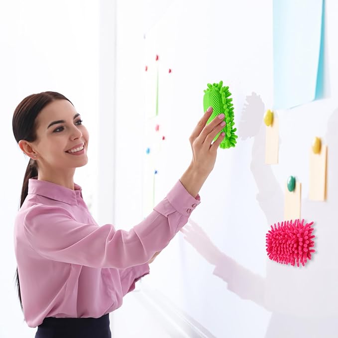Sherr 36 Pcs Microfiber Shag Magnetic Erasers Bulk Washable Dry Erase Whiteboard Erasers for Whiteboard, Chalkboard, and Memo Boards Marker, Chalk Mark, Home School Classroom Office (Bright Color)