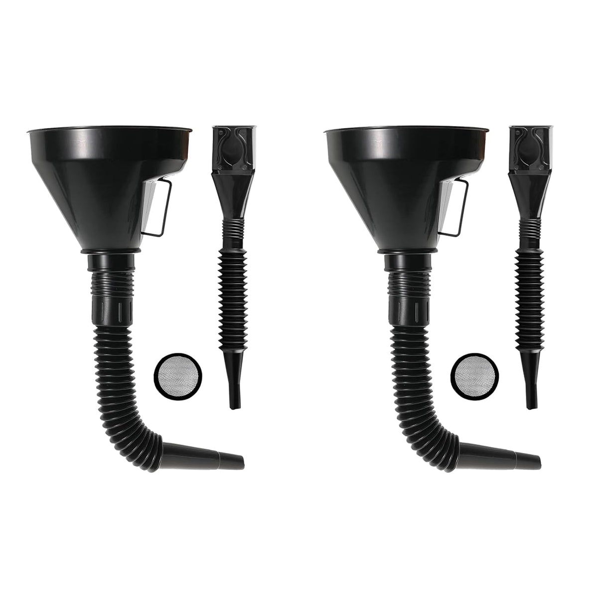 4 PcsOil Funnel Kit,Car Oil Funnels for Automotive Use,Flexible Oil Funnels,Wide Mouth Automotive Flex Funnel with Hose&Mesh Screen Filter for Car Motorcycle Engine Oils Gasoline Diesel Water Liquid