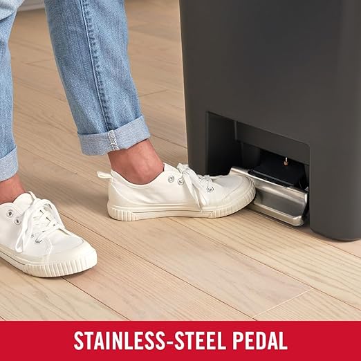 Rubbermaid High-Capacity Step-On Trash Can, 19 Gallon, Single or Dual Stream Trash or Recycling, Charcoal, Stainless-Steel Pedal, for Home/Kitchen/Garage/Apartment