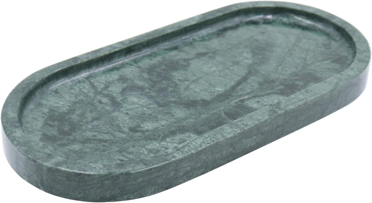Natural Marble Tray, Oval Vanity Decorative Tray for Bathroom Counter, Countertop Stone Organizer, Catchall Tray for Kitchen, Perfume, Candles, Jewelry Dish Decorative Tray