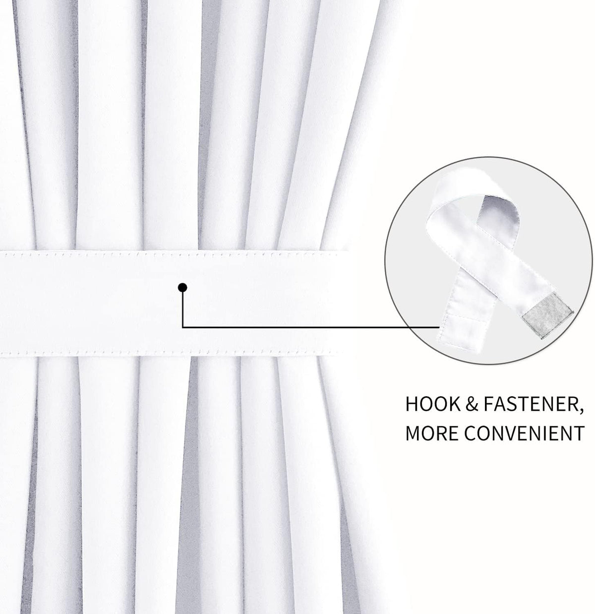 DWCN French Door Curtains – Rod Pocket Thermal Curtain for Window/Patio Doors/Doorways/Classroom/Kitchen for Privacy, 12W by 72L Inches, 1 Panel with Tieback, Pure White