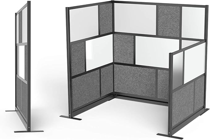 Workflow Modular Wall | Room Divider with Whiteboard, Sound-Dampening, & Frosted Acrylic Panels | Expandable Office Partition for Privacy & Productivity (70" x 48")