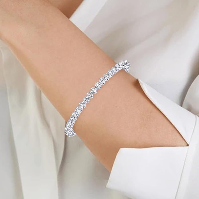 Houston Diamond District 3 to 30 Carat Classic LAB GROWN Diamond Tennis Bracelet 3 Prong Luxury Collection (D-E Color, VS1-VS2 Clarity)
