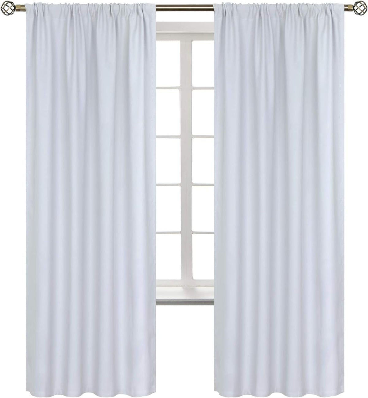 BGment Rod Pocket Room Darkening Curtains for Bedroom 72 Inches Long - Thermal Insulated Blackout Curtain Drapes for Living Room, 52 x 72 Inch, 2 Panels, Greyish White