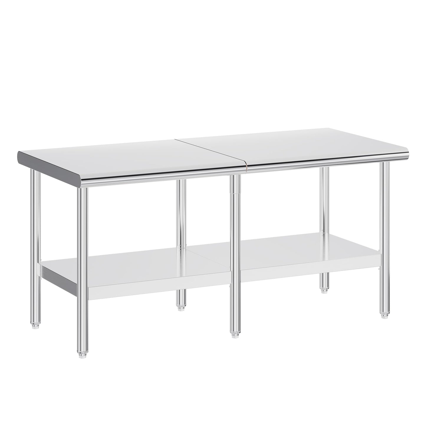 Jocisland 30" x 72" Stainless Steel Table for Prep & Work, Food-Grade Stainless Steel Adjustable Under Shelf and Feet, for Commercial Kitchen, Restaurant, Hotel, Garage
