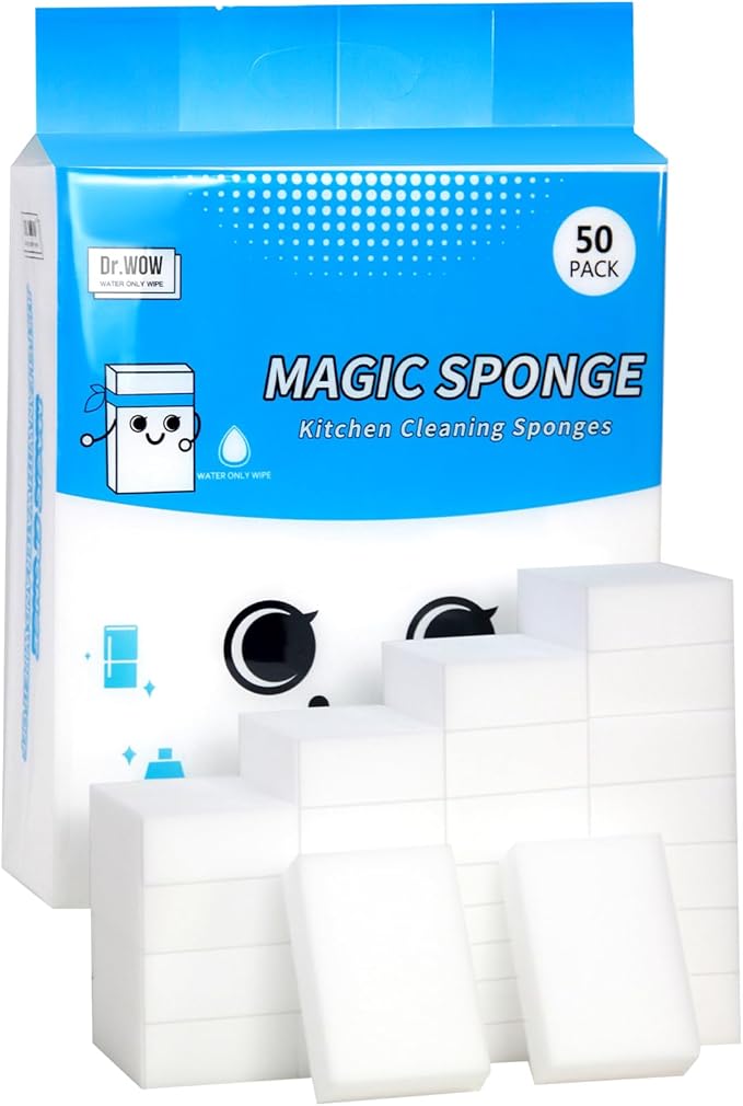 50-Pack Melamine Sponges 1.18in - Kitchen & Bathroom Scrub Pads (Extra-Thick)