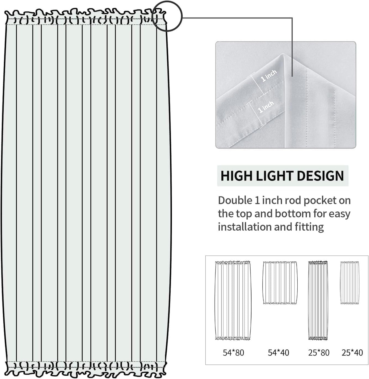DWCN French Door Curtains – Rod Pocket Thermal Curtain for Doors with Glass Window, Kitchen and Patio Doors for Privacy, 54 X 80 Inches Long, 1 Curtain Panel with Tieback, Greyish White