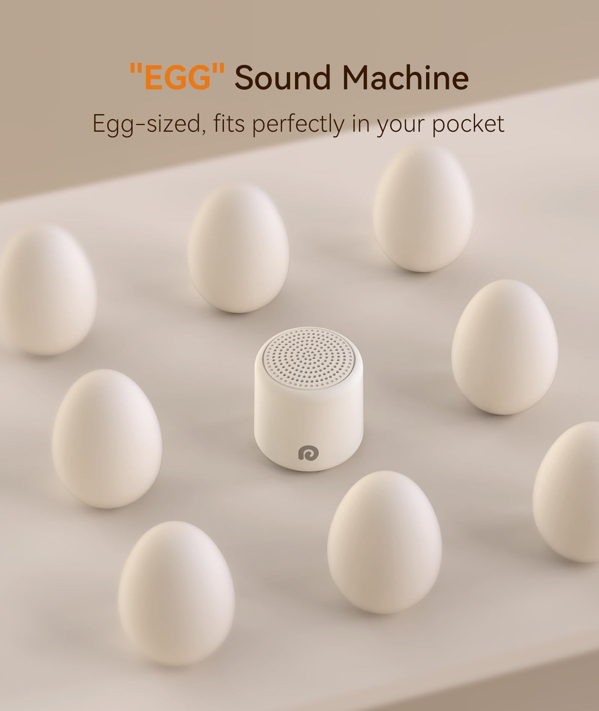Dreamegg Portable White Noise Machine - Travel Sound Machine for Sleep, Features Powerful Battery, Egg-Sized, 16 Nature Sounds, Timer, Sound Machine for Baby Adults Office Privacy Home Gift