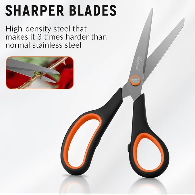 Scissors, 3-Pack Titanium Coated Non Stick Scissors (8.5’’, 7.5’’, 5.5’’) - Premium All-Purpose Cutting Tools for Craft, Office & Home Use