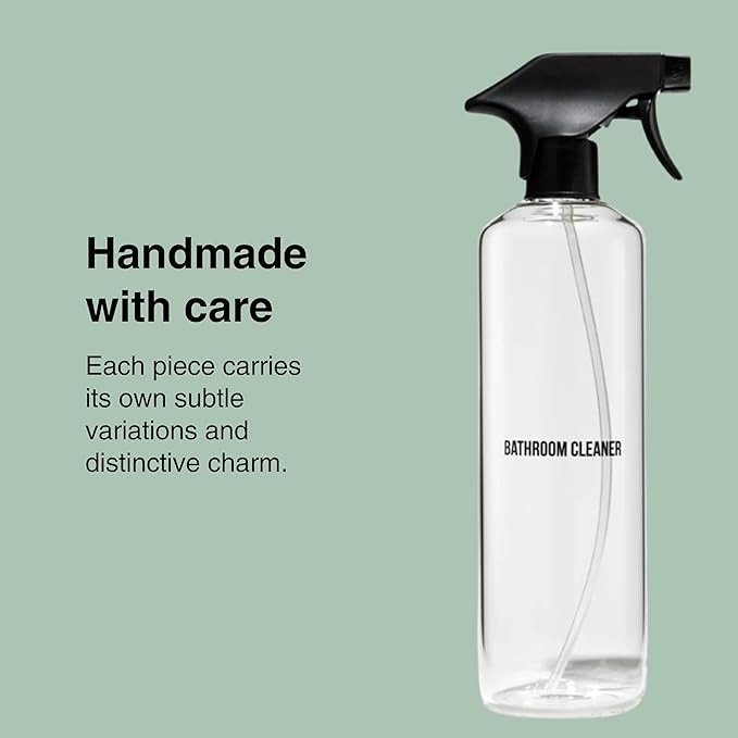 Public Goods Bathroom Cleaner Refill & Glass Spray Bottle | Refill Concentrate for Toilets, Tile, Showers | Cruelty Free | Scented w/Lemon Rosemary Essential Oils | 3 Pack - 24 Oz Diluted