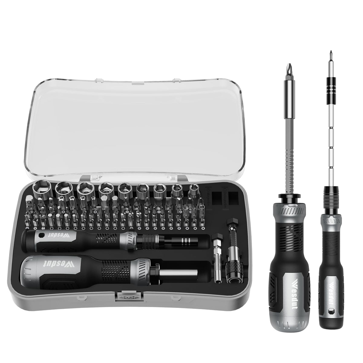 [Super Durable] 77in1 Screwdriver Set, Include 46in1 Precision Screwdriver and 23in1 1/4 Inch Nut Driver, Flat Head, Torx, Hex, Square, Repair Kit, Man Gift Screw Driver