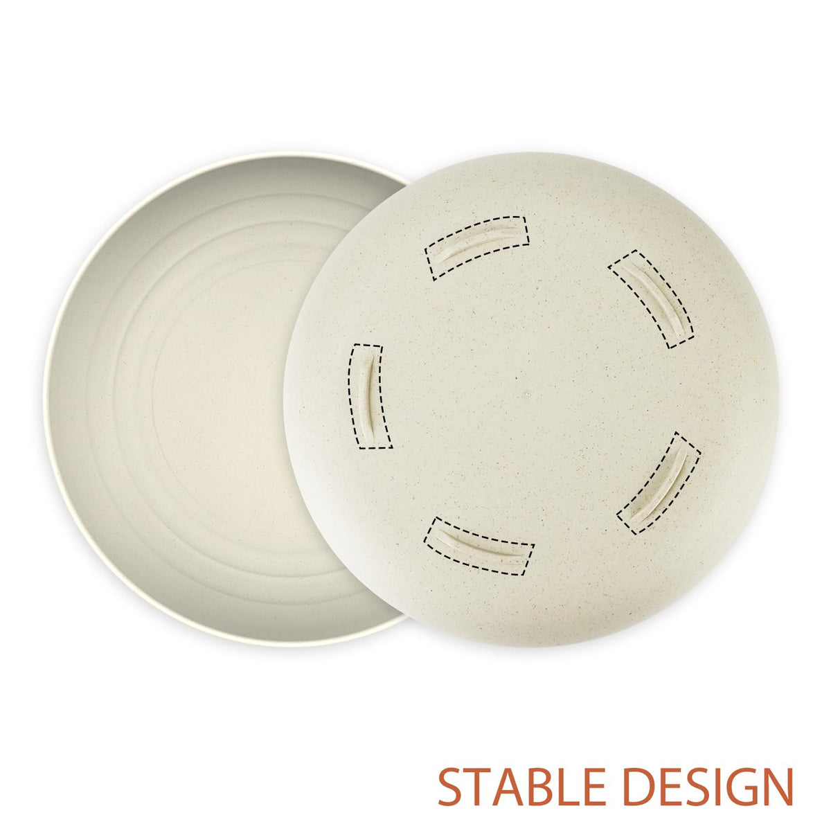 Wrova Large Wheat Straw Dinner Plates - 11 Inch Set of 8 - Unbreakable, Dishwasher & Microwave Safe - Deep Edge for Kitchen & Camping (Beige)