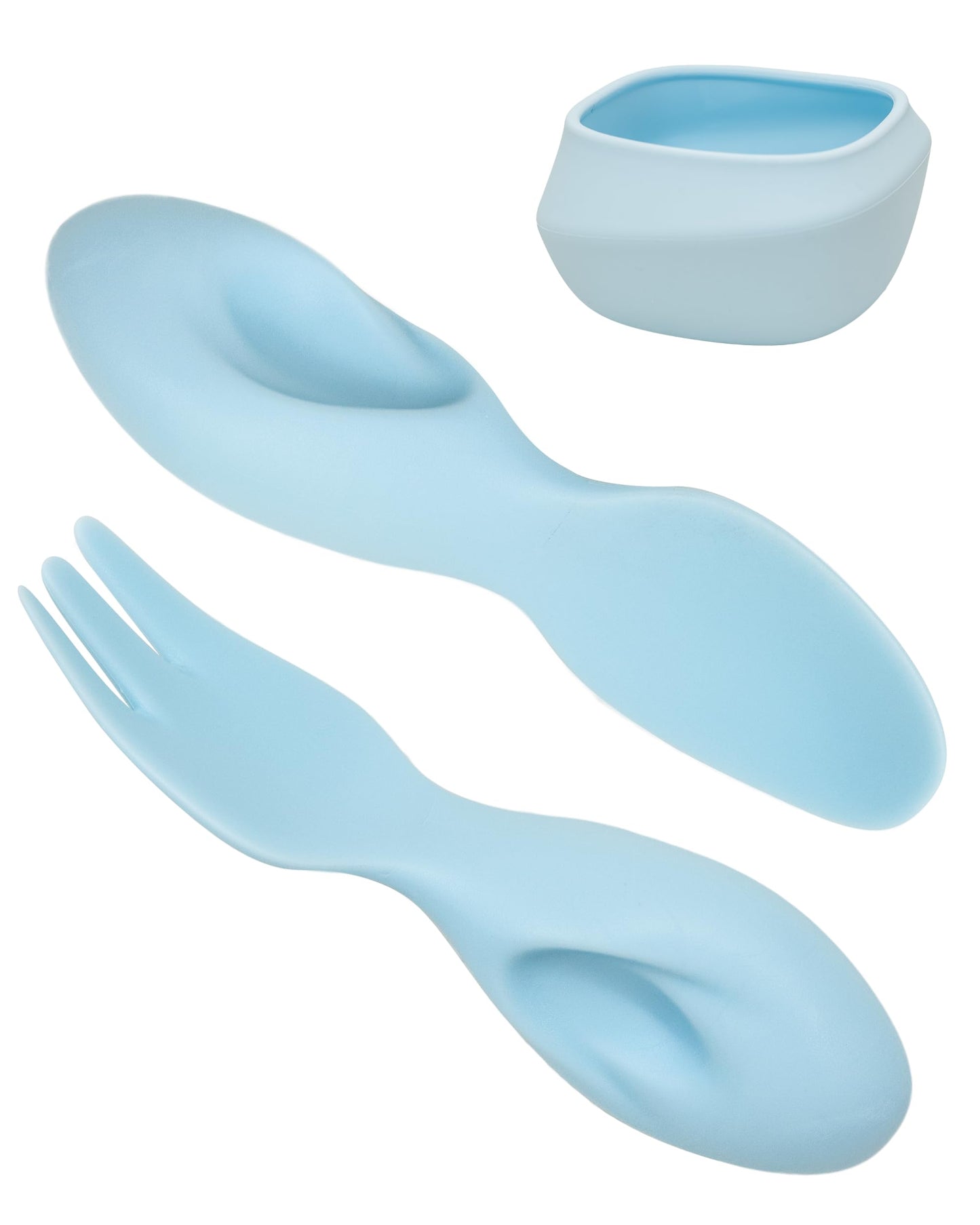 Tiny Genius Toddler Utensils Set Ergonomic Fork and Spoon and Bowl Set Non-Slip Design for baby 1-4 Year Olds Self-Feeding BPA Free Silicone Microwave and Dishwasher Safe Fine Motor Skills (Blue)