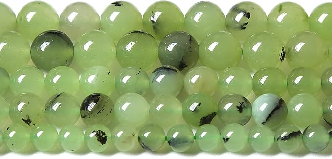 60pcs 6mm Natural Prehnite Jade Stone Round Loose Spacer Beads for DIY Jewelry Making Necklaces Bracelets Healing Energy Beads (6mm, Prehnite Jade)