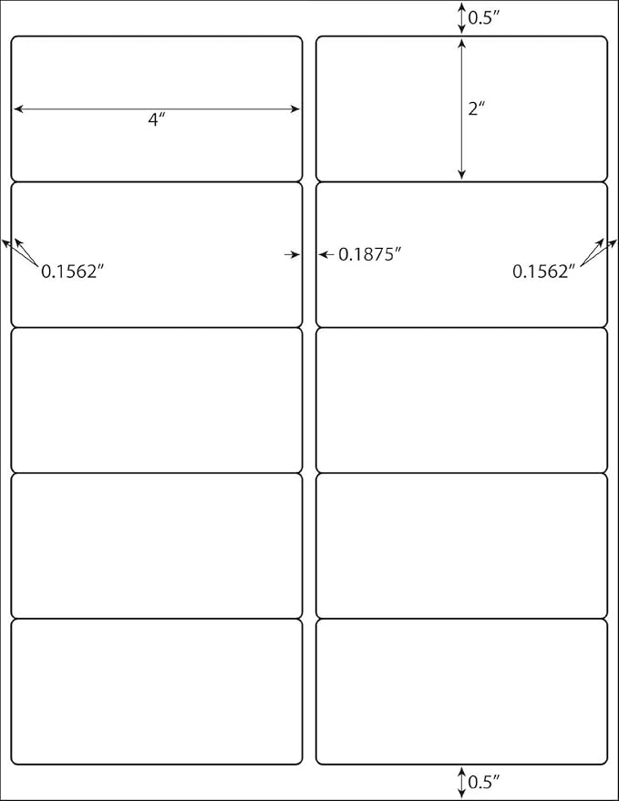 10 Up - 500 Sheets Shipping Address Labels - 2" x 4" - Total 5000 Labels
