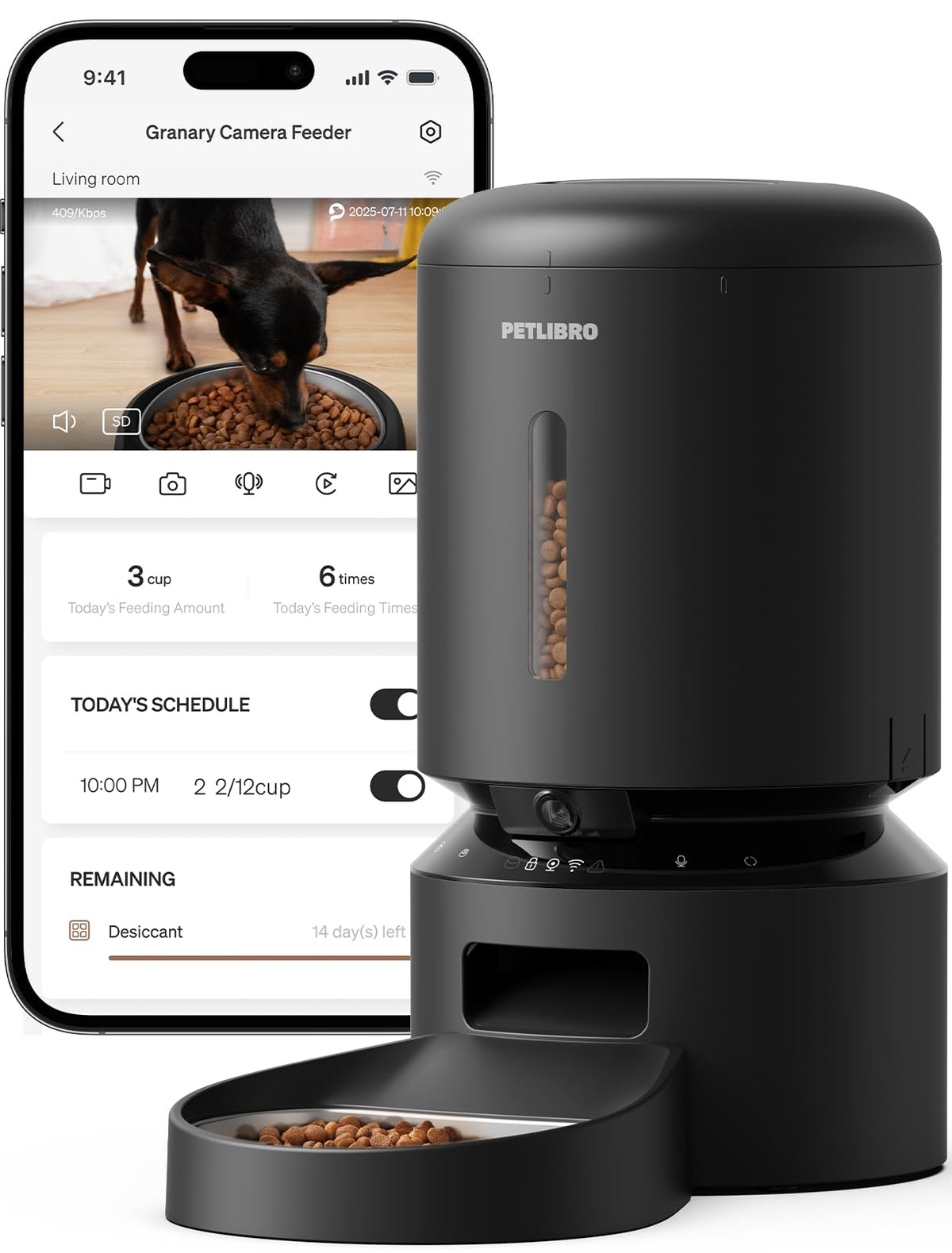 PETLIBRO Automatic Cat Feeder with Camera, 1080P HD Video with Night Vision, 5G WiFi Pet Feeder with 2-Way Audio, Low Food & Blockage Sensor, Motion & Sound Alerts for Cat & Dog Single Tray