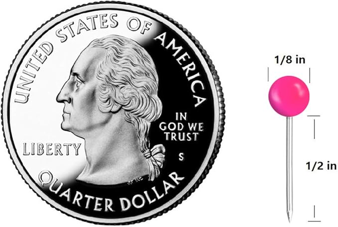 Map Tacks 1/8-Inch Assorted Color Beads Head Map Marking Push Pins,500-count (Pink)