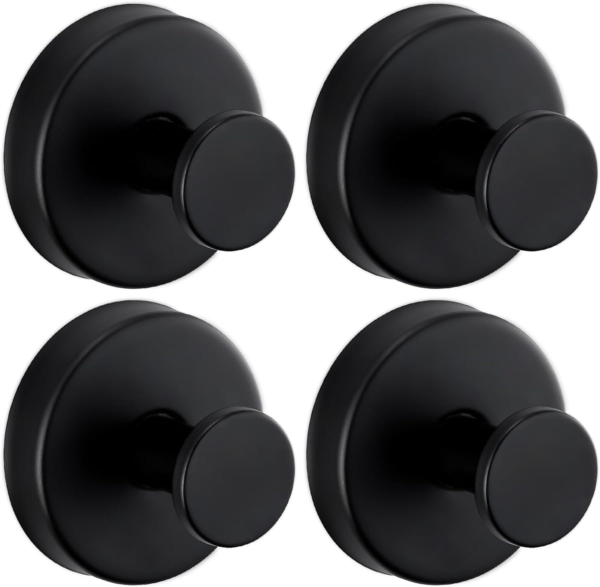 Reusable Heavy Duty Suction Cup Hooks for Kitchen/Bathroom/Shower - Wet-Proof Hooks for Towels, Robes, Loofah&Wreaths/No Drill Mounting on Glass, Tile, Metal (4, Matte Black)