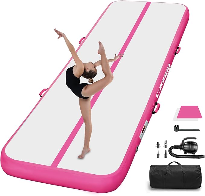 Air Mat Tumble Track, Gymnastics Mats Tumbling Track with Electric Air Pump for Home Use Cheerleading Training Kids Gym Yoga