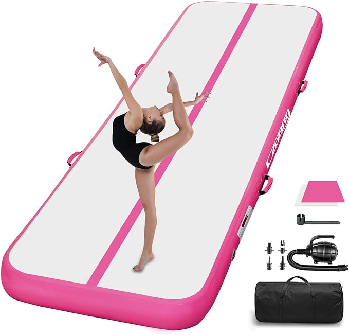 Air Mat Tumble Track, Gymnastics Mats Tumbling Track with Electric Air Pump for Home Use Cheerleading Training Kids Gym Yoga