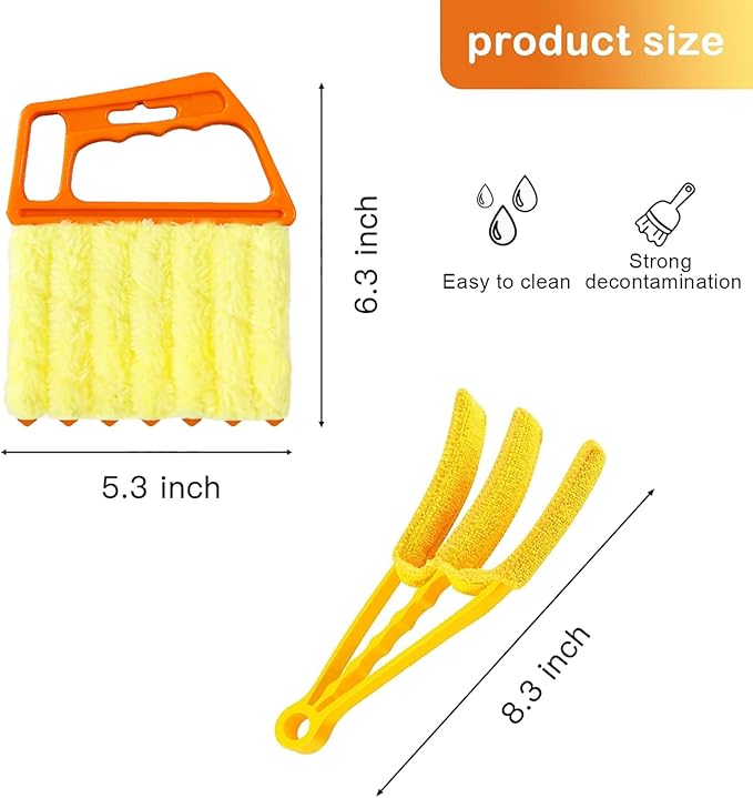 AOCEAN 4 Pcs Blind Cleaner Duster Tool 7-Finger Dusting Cleaner Tool for Window & Air Conditioner Handheld Mini Duster Brush for Wood Blinds Dust Dirt