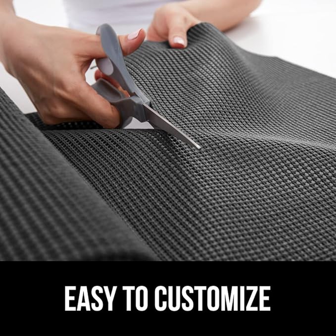 GORILLA GRIP powerGRIP Drawer Shelf and Cabinet Liner, Thick Strong Hold, Non-Adhesive Liners Protect Kitchen Cabinets and Cupboard, Bathroom Drawers, Easy Install, Breathable Mat, 17.5" x20' Charcoal
